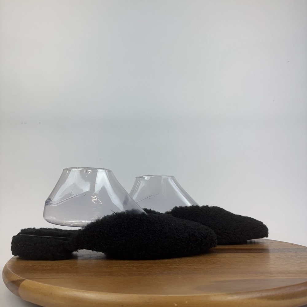 New Womens Yosi Samra Jessy Black Faux Shearling‎ Scuff Slippers Mule Size 10 M